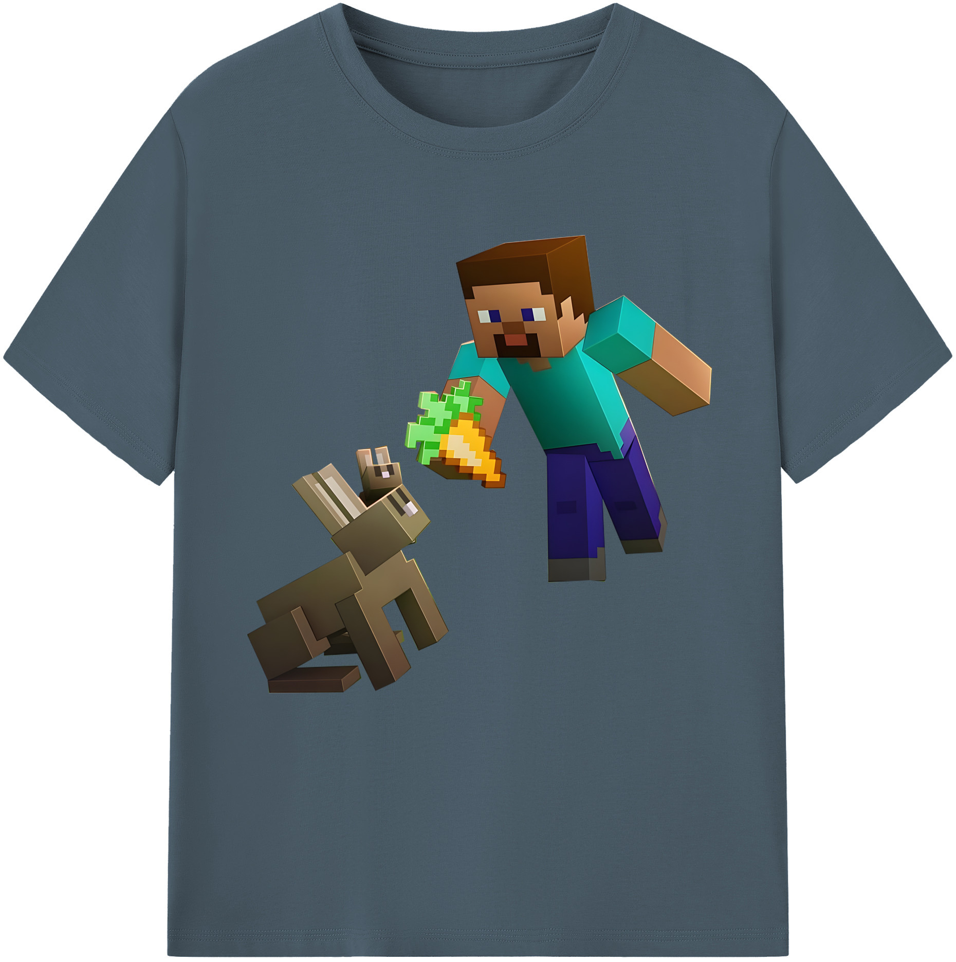 （画像用） マインクラフト ブロックの世界 Minecraft MC Block world 綿100％半袖Tシャツ（フロントプリント）